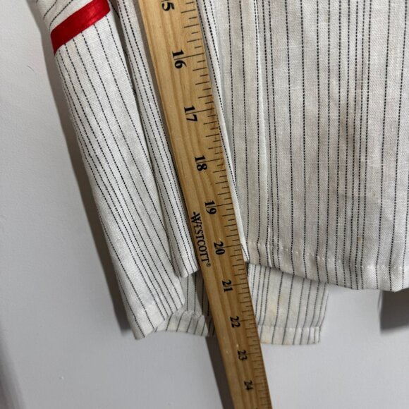 Zino Jordan White Pinstripe Linen Vest Red Tie Detail Size 48 EU Chic Top - Picture 6 of 10